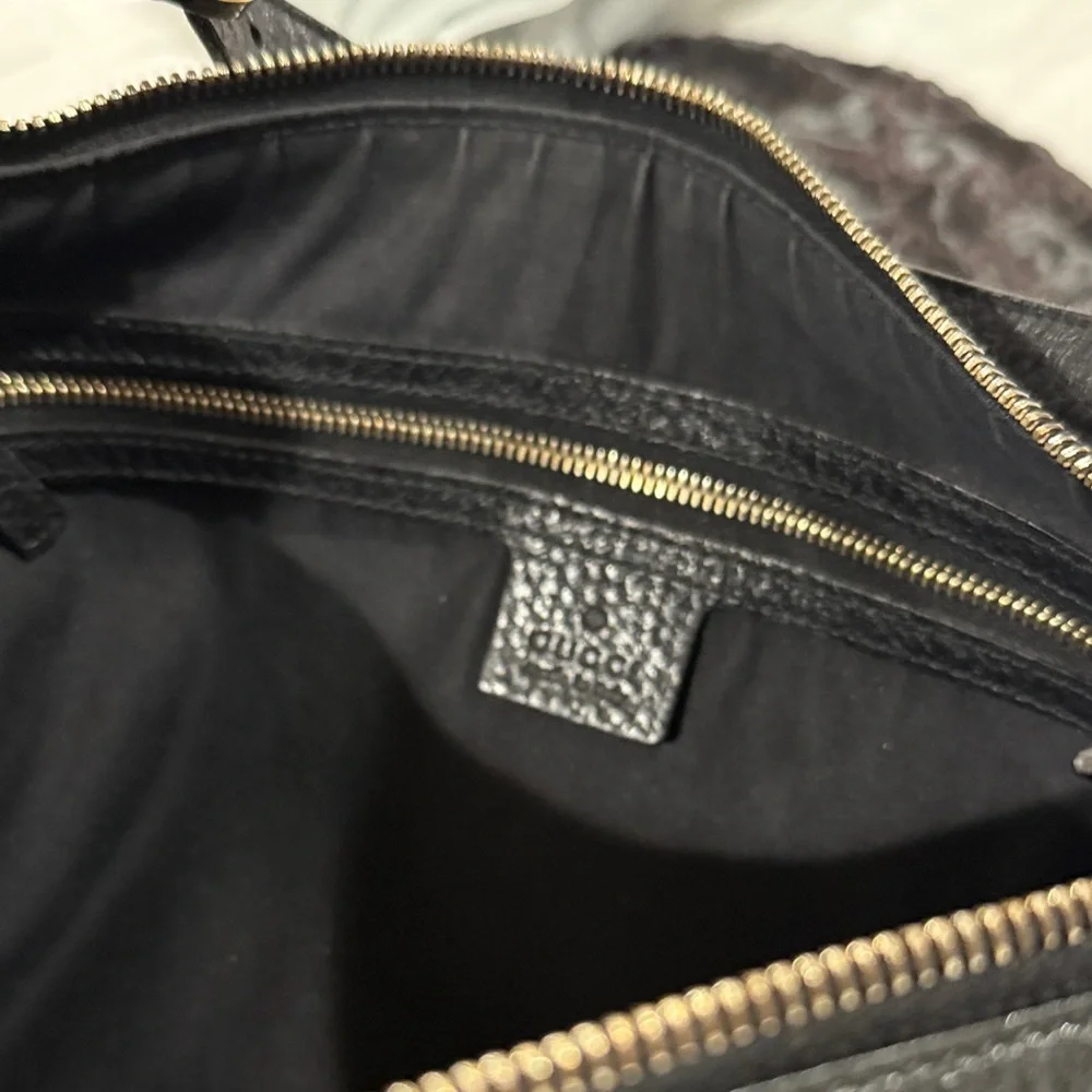 GUCCI Ophidia Hobo Black Leather Bag with Gold Logo - Picture 4 of 8